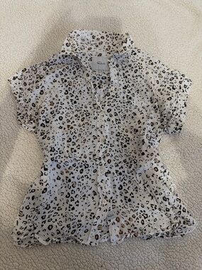 Rails White Leopard Print Button-Front Shirt in Black and Brown Spots size XS